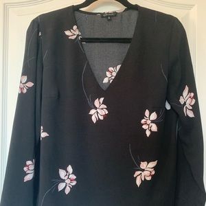 Black floral blouse